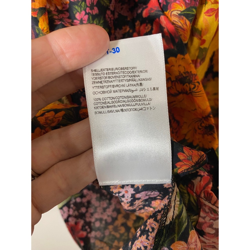 Farm Rio NWOT Vibrant Flowers Garden Lace Trim V-Neck Blouse Small Hi Low SMALL - Picture 8 of 8